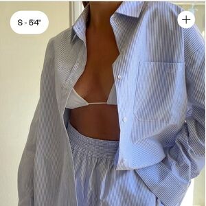 Djerf Avenue Breezy Shirt Blue Stripe Size Small BNWT